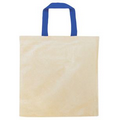 Natural Tote Bag w/ Short Contrasting Color Web Handles - Blank (14"x14")
